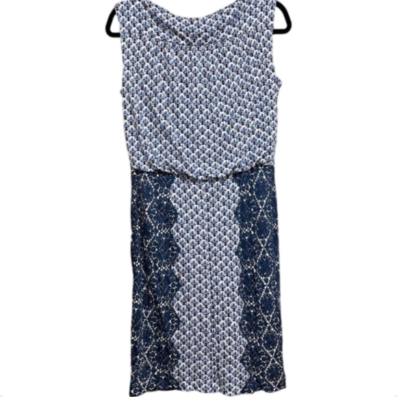 TORY BURCH Porter Dress | Size Small | Blue Geometric Print - Picture 7 of 14